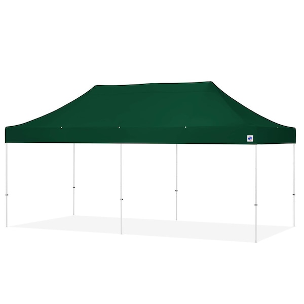 TAA Compliant Eclipse Shelter, 10' W x 20' L, White Steel Frame, Forest Green Vented Top